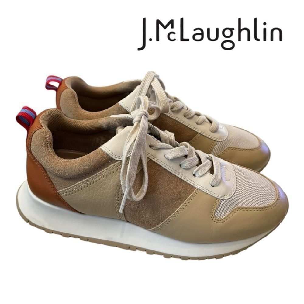 J. McLaughlin Women's Emerson Tan Cream Suede Leather Sneakers 8